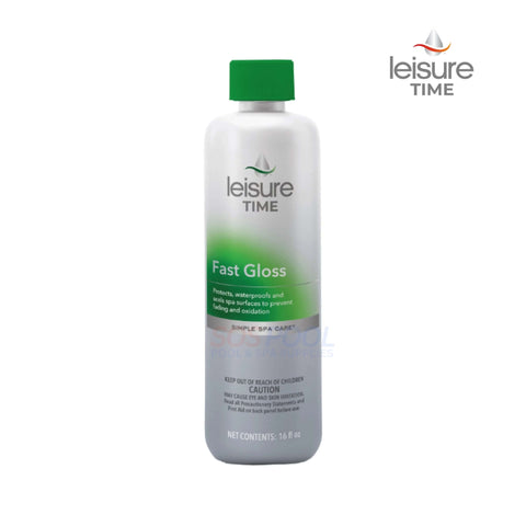 Leisure Time Fast Gloss 16 oz. spa cleaning solution for water repellency and shine. SOS Pool approved.