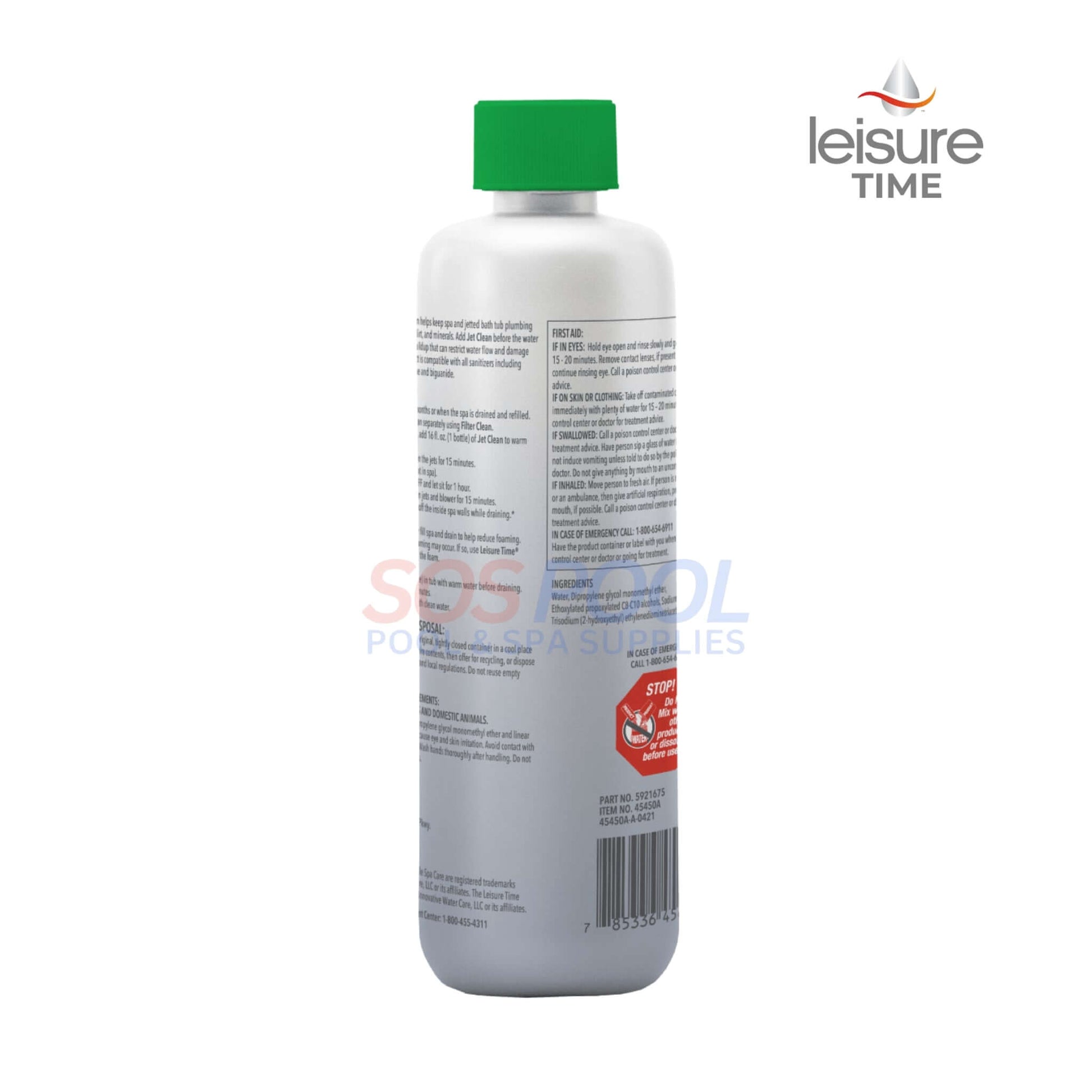 Leisure Time Jet Clean 45450 16oz cleaner for spas and jetted tubs, eliminates buildup, from SOS Pool.