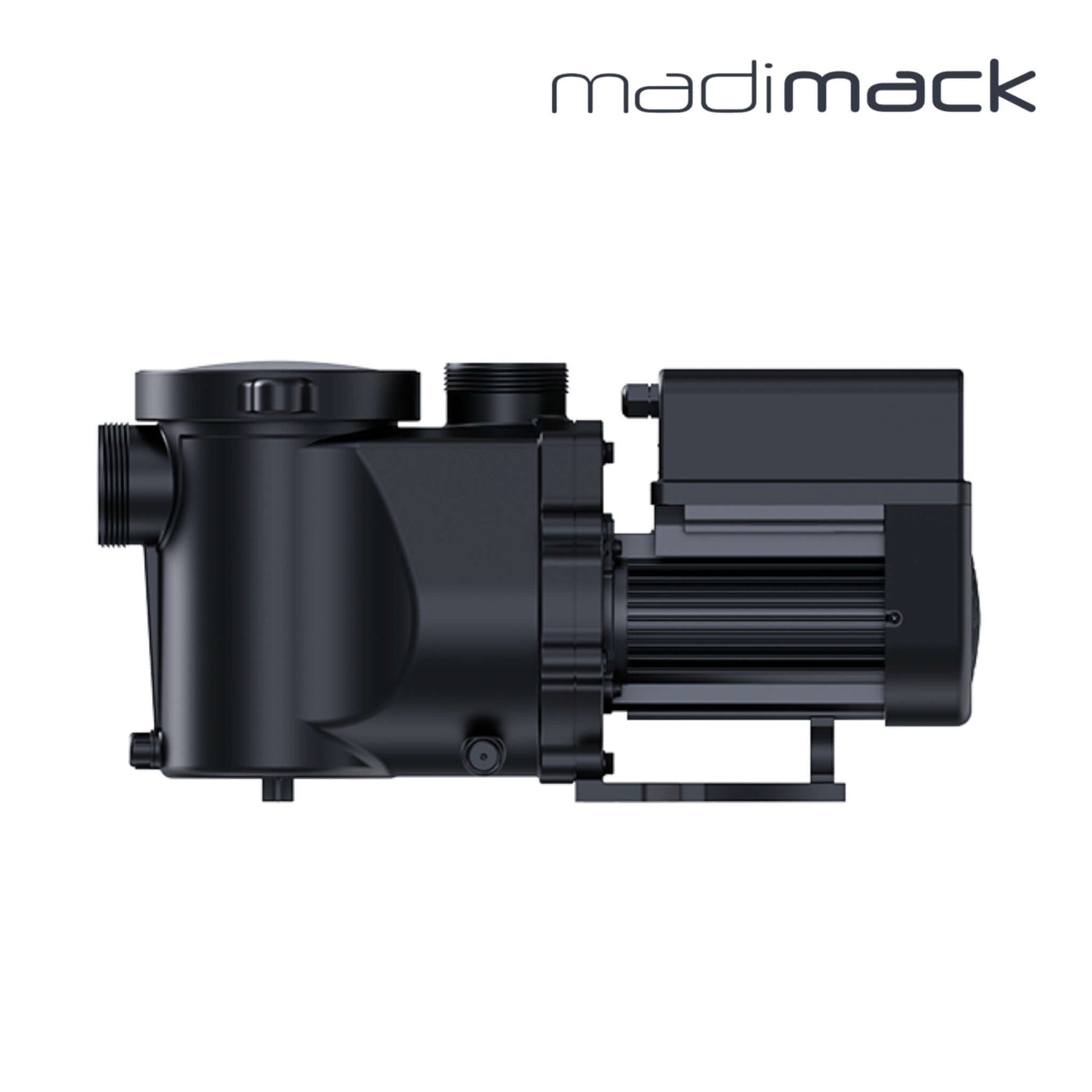 MadiMack InverFlow Plus VSP Pool Pump | WiFi Enabled | 5-Year Warranty side view, sleek design, ideal for swimming pool parts, SOS Pool supplies.