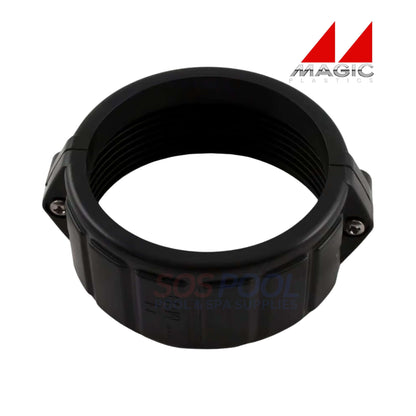 Magic Plastics 2" Split Nut Pump Union 0121109020, black, reliable plumbing fitting for pool supplies and irrigation use.