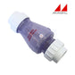 Magic Plastics 2" Union Swing Spring Check Valve 0823-20C, clear body, ideal for pool and irrigation, shows union and slip connections.