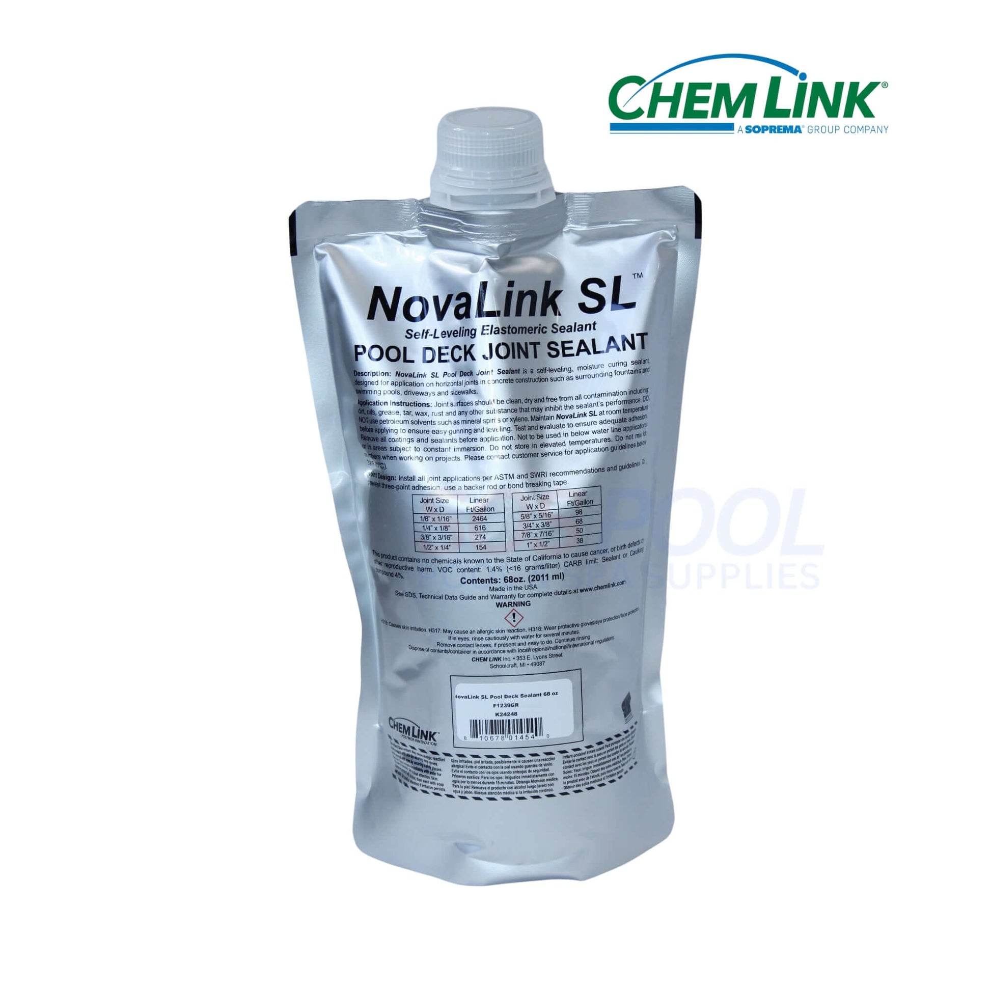 NovaLink SL Self-Leveling Pool Deck Joint Sealant Kit for SOS Pool - Gray - Part F1239GR