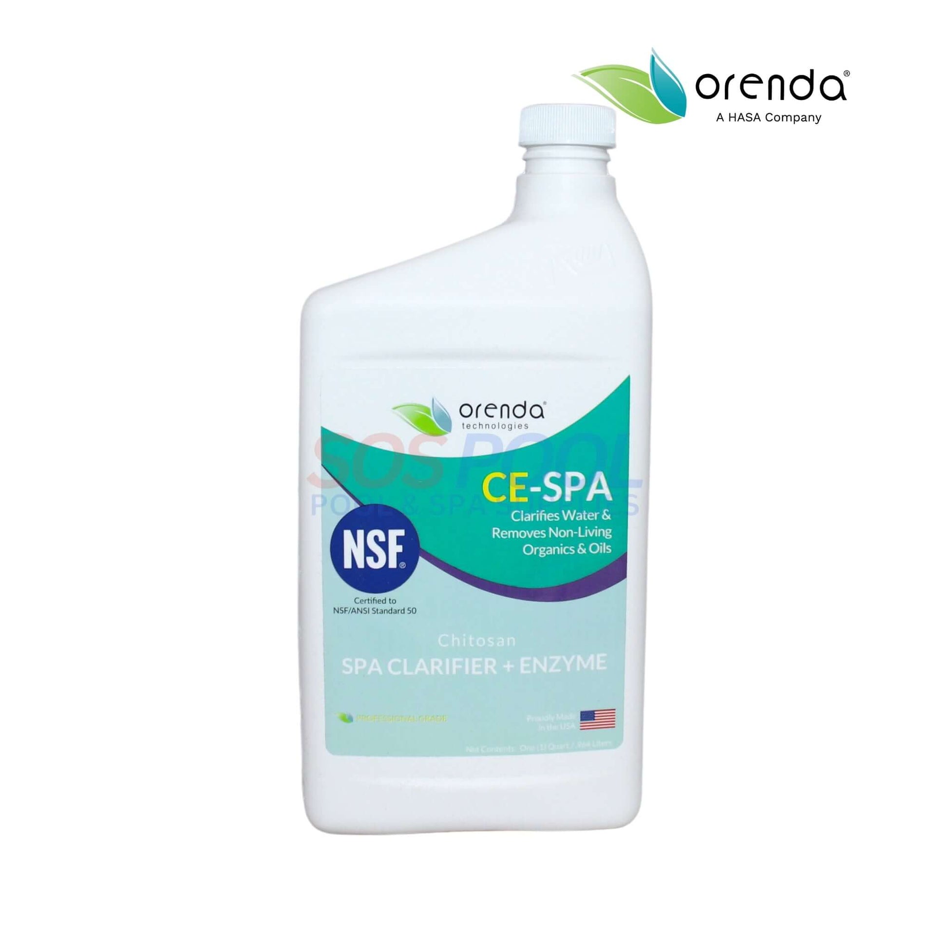 Orenda CE-SPA Clarifier and Enzyme Cleaner 32oz for spas, removes oils and organic waste, SOS Pool.