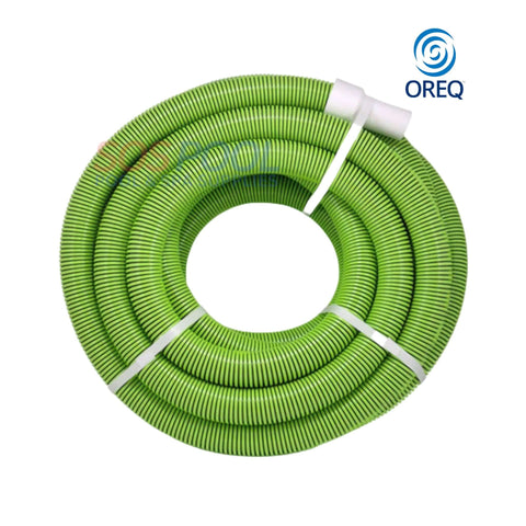 Oreq Master Flex Vacuum Hose VH3300, 1.5" x 100' green hose for pool cleaning, featuring swivel cuff and durable construction.
