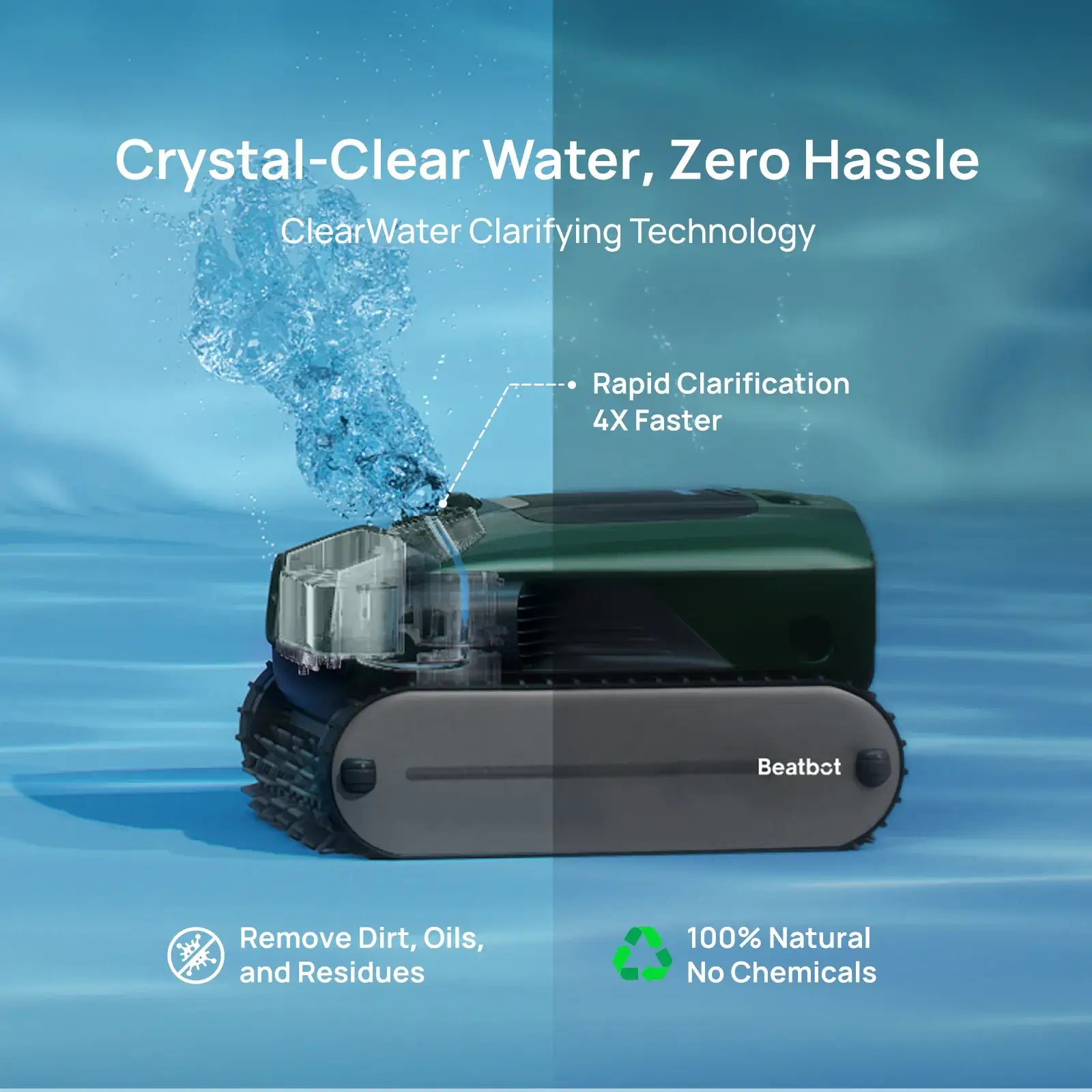 Beatbot P300 Pro Cordless Robotic Pool Cleaner in pool water, showcasing ClearWater tech for hassle-free cleaning.