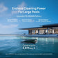 Beatbot P300 Pro Cordless Robotic Pool Cleaner glides through a large blue pool, showcasing its 13,400mAh battery and cleaning capabilities.