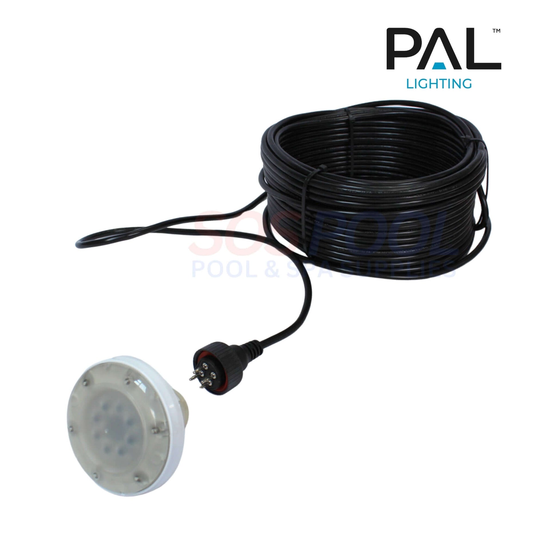 PAL Lighting Treo Max Multi Color Nicheless Pool & Spa Light with 80 ft cable, perfect for SOS Pool types.