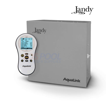 Jandy AquaLink PDA-PS4 Automation System with remote control, optimal for pool supplies and swimming pool parts, sleek gray design.