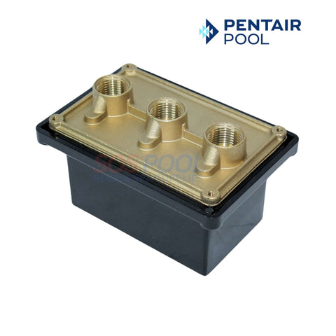 Pentair Brass Junction Box 78310500 for lights, 1/2" 3-port for SOS Pool system, durable weather-resistant design.