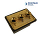 Pentair Brass Light Junction Box | 3/4" | 3 Port | 78310600 in gold, showing three ports for pool electrical connections.