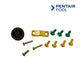 Pentair Brass Light Junction Box | 3/4" | 3 Port | 78310600 installation kit with screws and fittings for pool supplies.