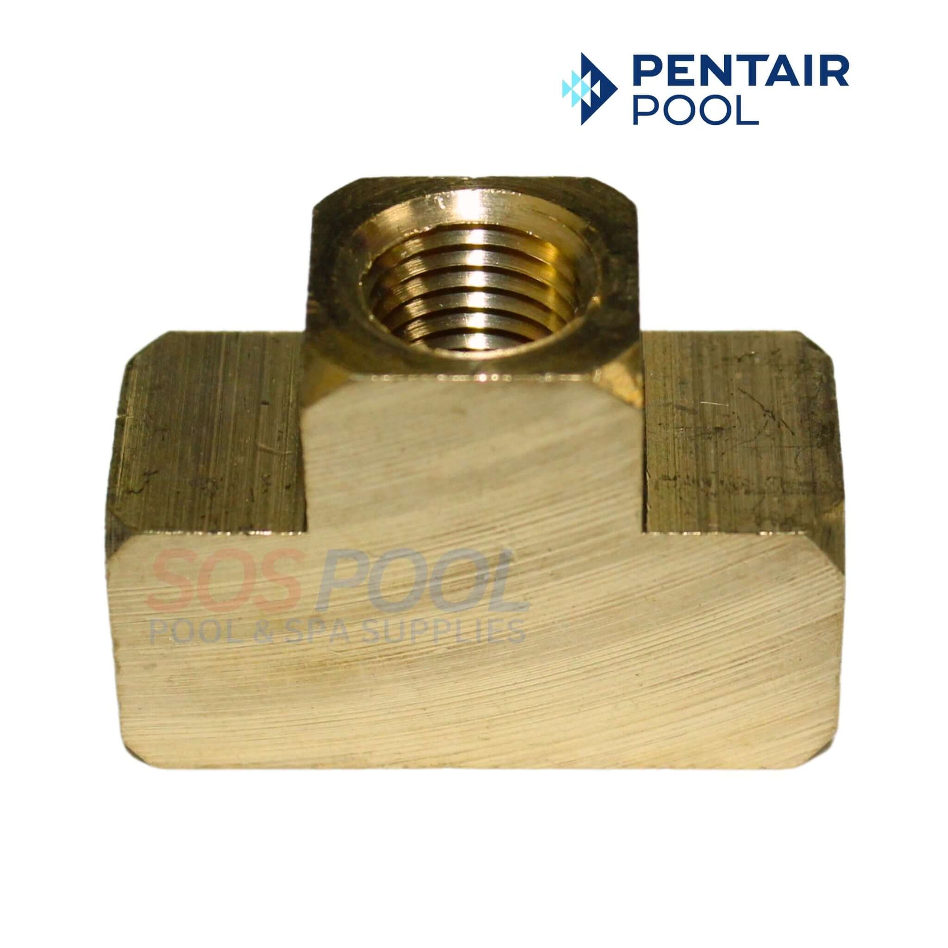 Pentair Brass Tee 1/4" fitting for Purex SMBW filters by SOS Pool, durable and leak-resistant.