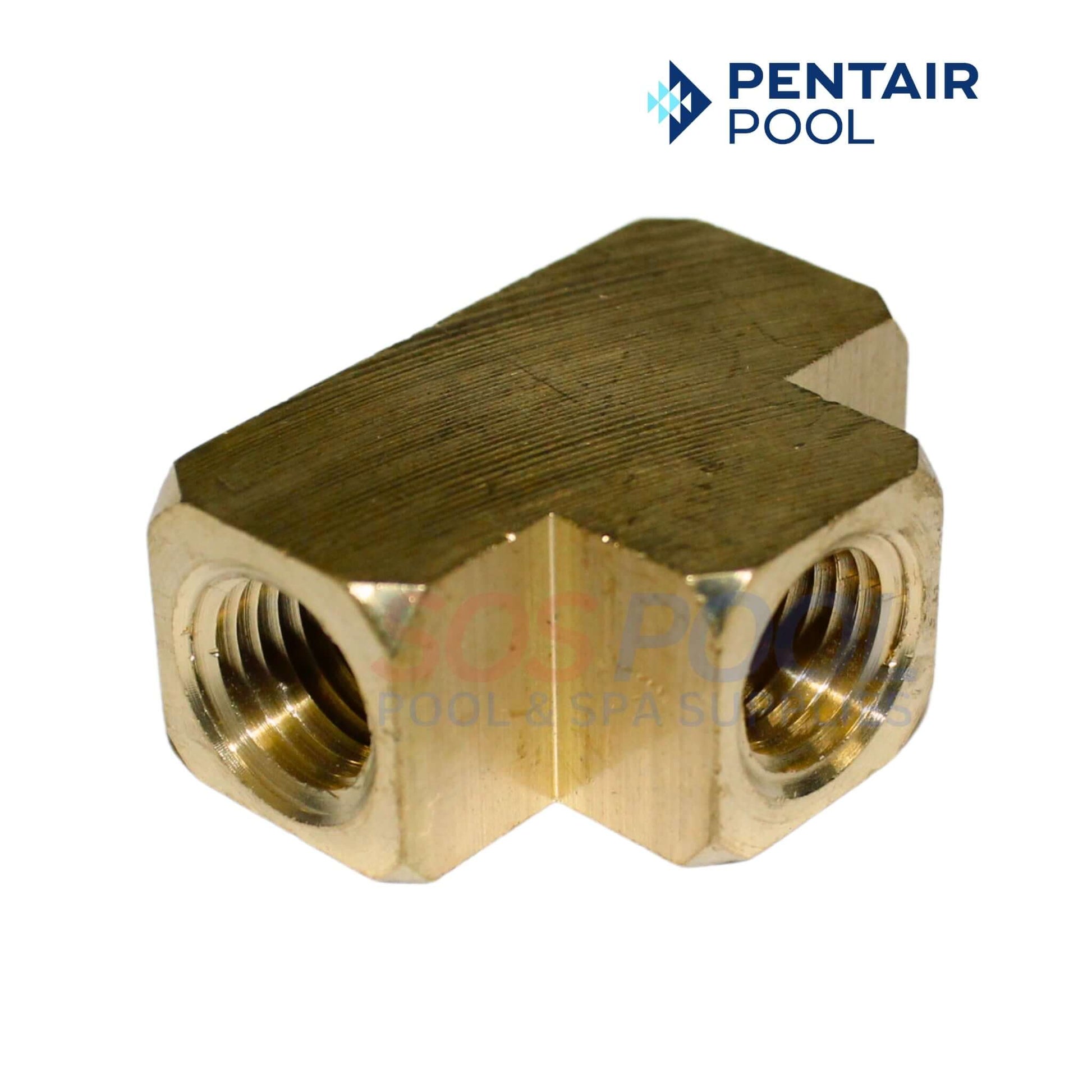 Pentair Brass Tee 71982, 1/4" fitting for Purex SMBW filters, SOS Pool, durable and leak-resistant.