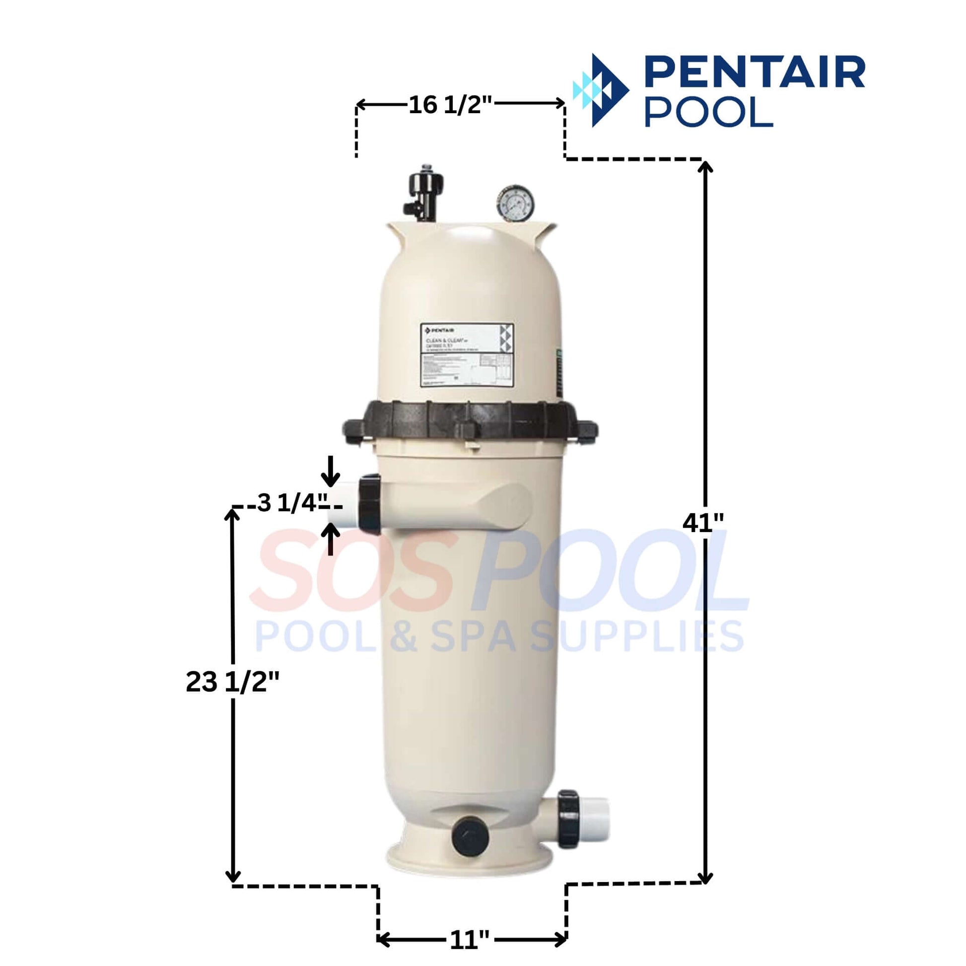 Pentair Clean & Clear RP Cartridge Filter 160353 | 200 sq ft | SOS Pool | Dimensions: 41" H x 16.5" W