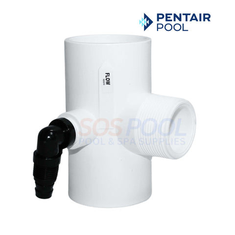Pentair Diverter Tee for Chemical Feeders, 1.5" NPT x 2" Slip, compatible with SOS Pool systems.