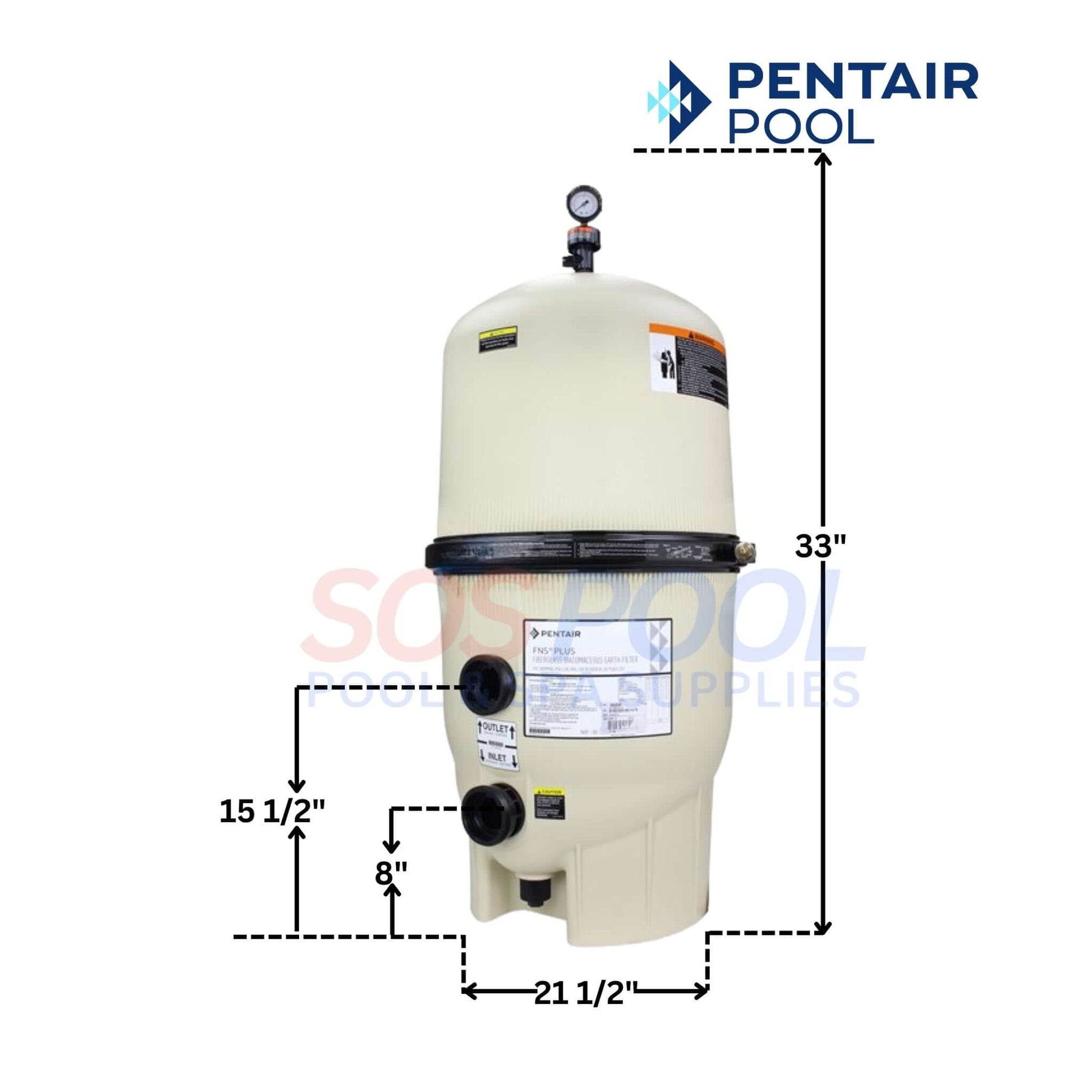 Pentair FNS Plus DE Filter, 36 sq ft, EC-180007, for clear pool water, available at SOS Pool.
