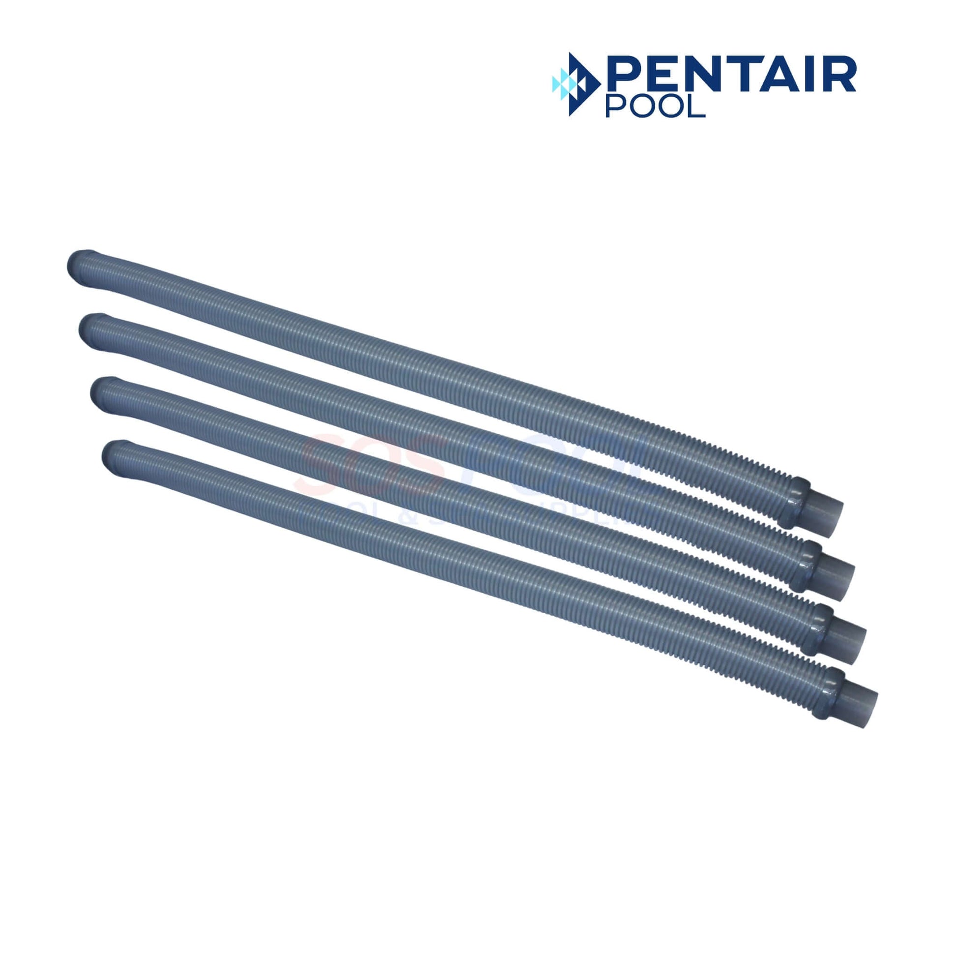Pentair Great White & Dorado Sectional & Leader Hose | 41200-0130, four gray flexible hose sections for pool cleaners.