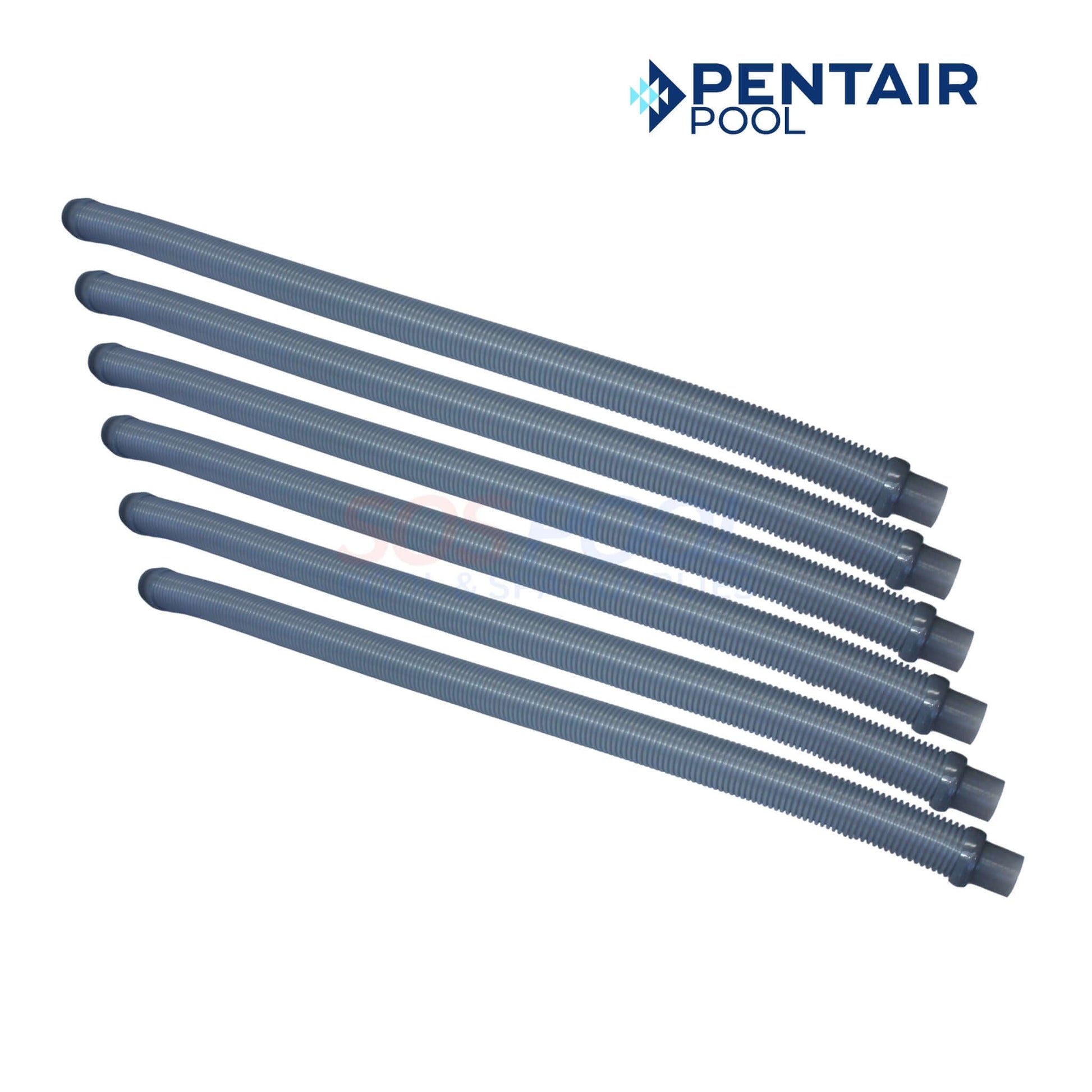 Pentair Great White & Dorado Sectional & Leader Hose | 41200-0130, five gray hose sections for pool cleaners, durable and flexible.