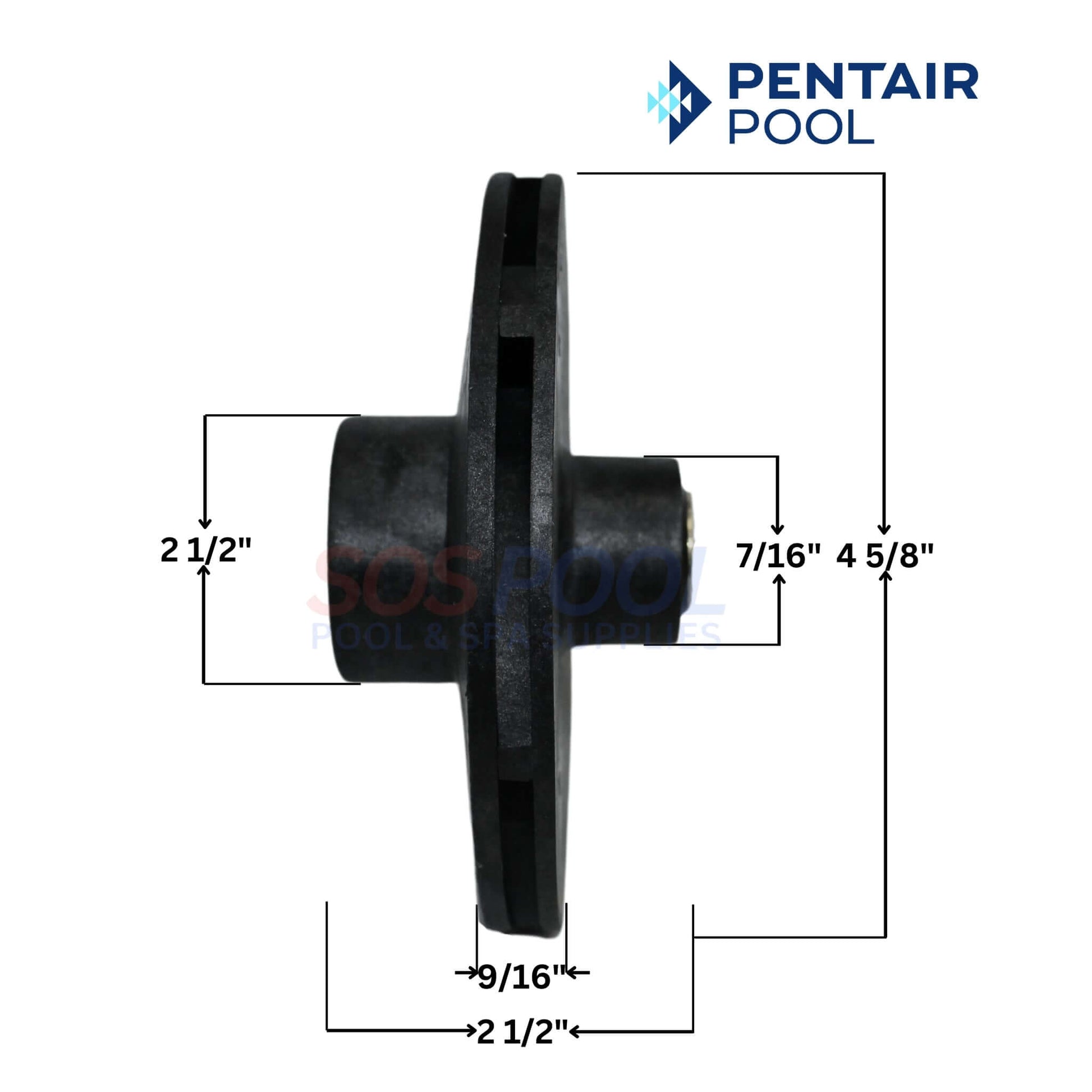 Pentair impeller 355604 for Challenger Pumps 2HP-2.5HP with dimensions 2 1/2" x 9/16" from SOS Pool.
