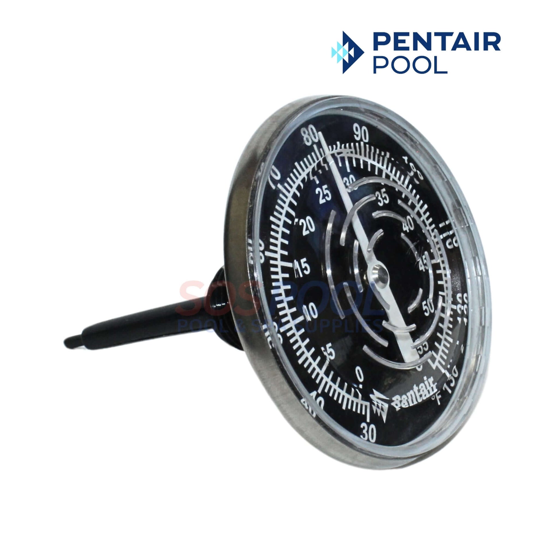 Pentair Inline Thermometer SL1DW with Nylon Well, 30-130 degrees for precise pool and spa temperature measurement - SOS Pool
