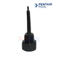 Pentair Pool inline thermometer nylon well with black cover, designed for precise temperature measurement in pool systems.