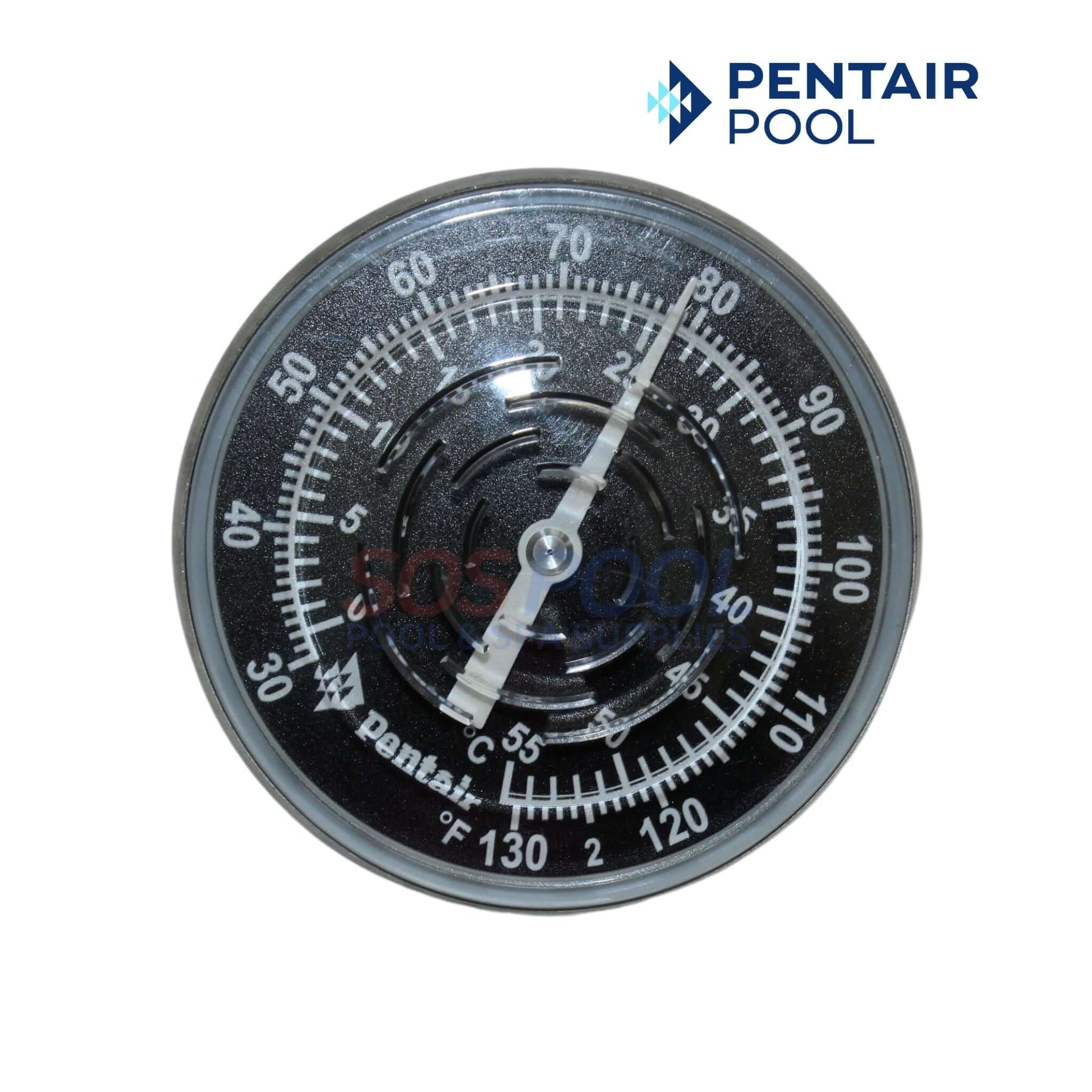 Pentair Inline Thermometer with Nylon Well, 30-130, model SL1DW for precise temperature measurement in pools, available at SOS Pool.