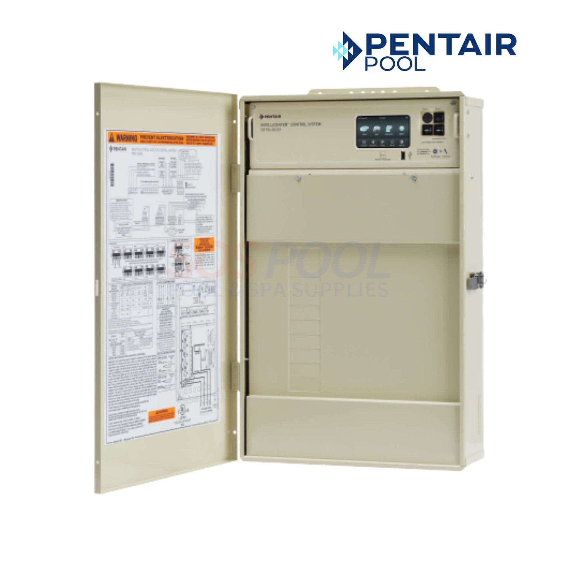 Pentair IntelliCenter I8PS Control System 521904 in beige, showing full-color touchscreen and relays, ideal for pool automation.