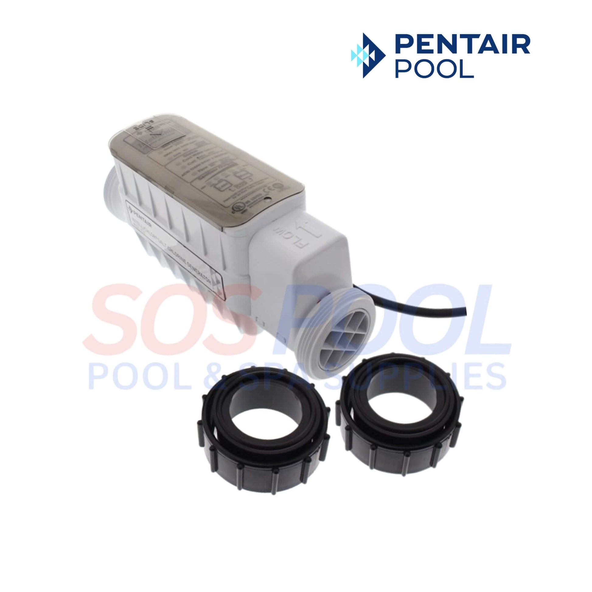 Pentair IntelliChlor IC20 Salt Chlorine Generator with connectors. Safe pool sanitation by SOS Pool.