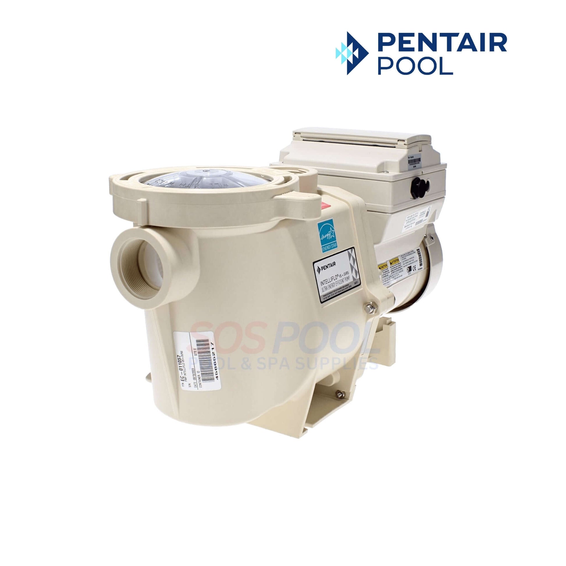 Pentair IntelliFlo VS+SVRS 3 HP variable speed pool pump, model EC-011057, by SOS Pool, 230V with safety features.