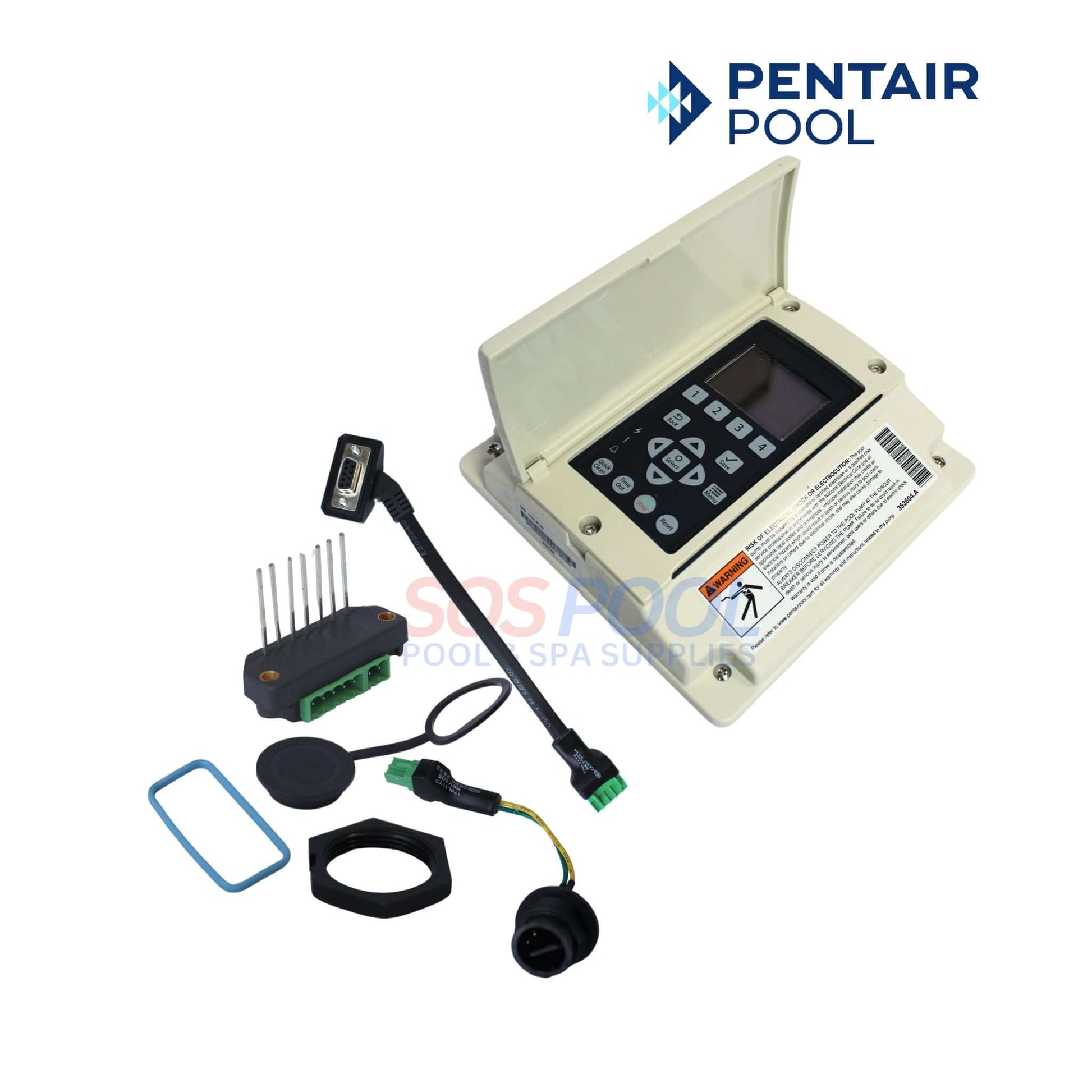 Pentair keypad assembly for Intelliflo pumps with accessories from SOS Pool, model 357527Z, enhancing pump control.