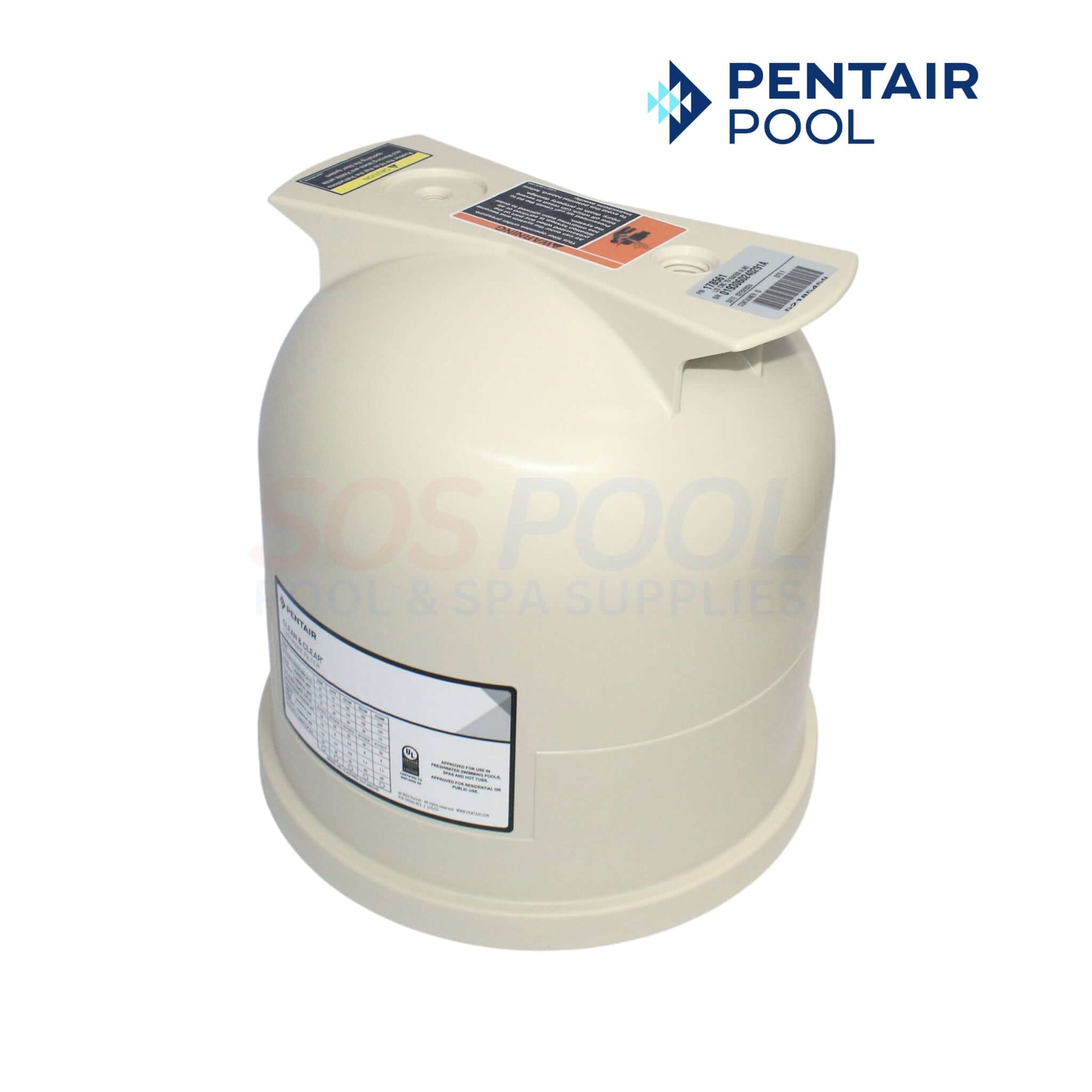 Pentair lid for Clean and Clear 75, 150, 200 filters, almond color, part #178561, from SOS Pool.