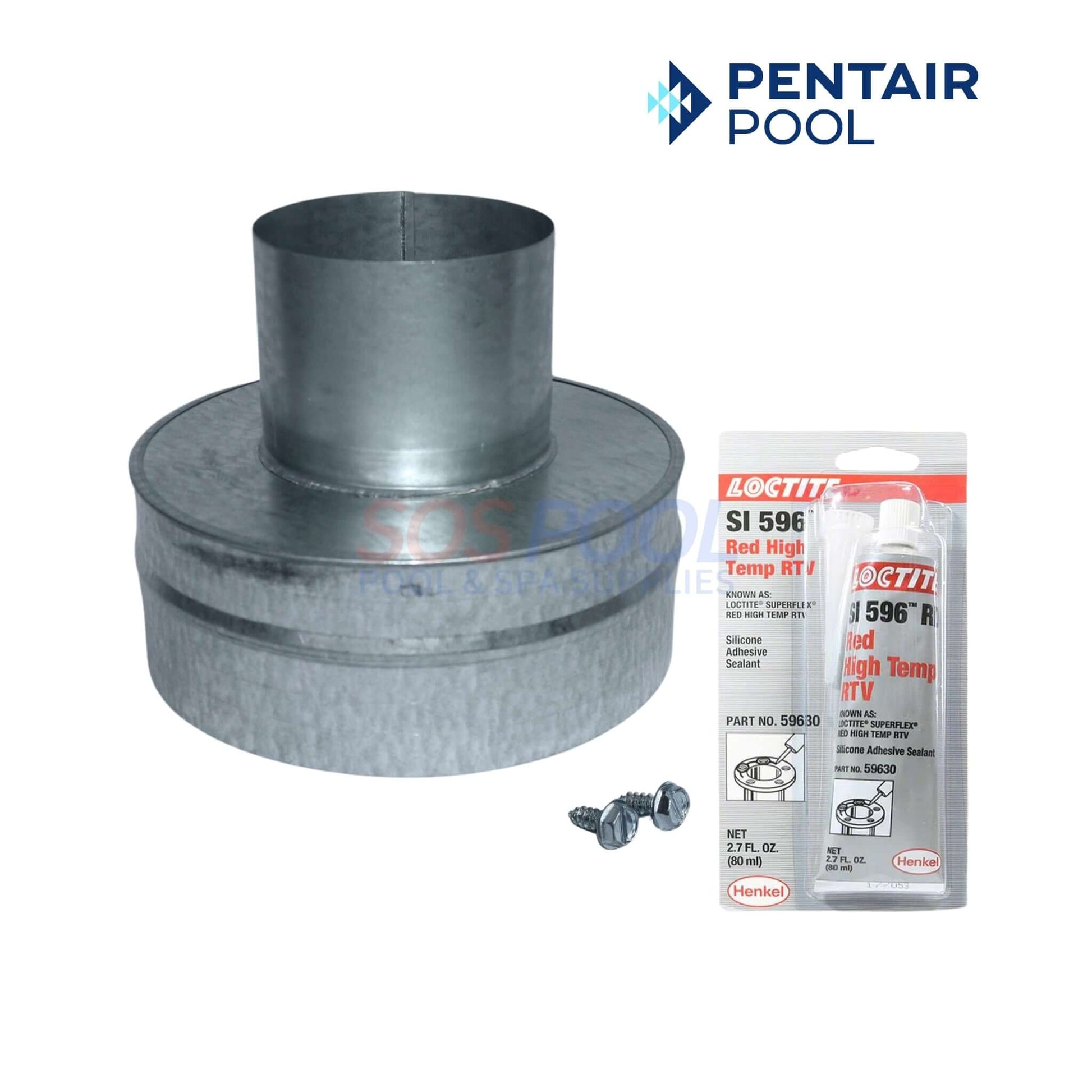 Pentair Metal Flue Collar for MasterTemp & Max-E-Therm Heaters, 4" x 8", SOS Pool, durable venting component