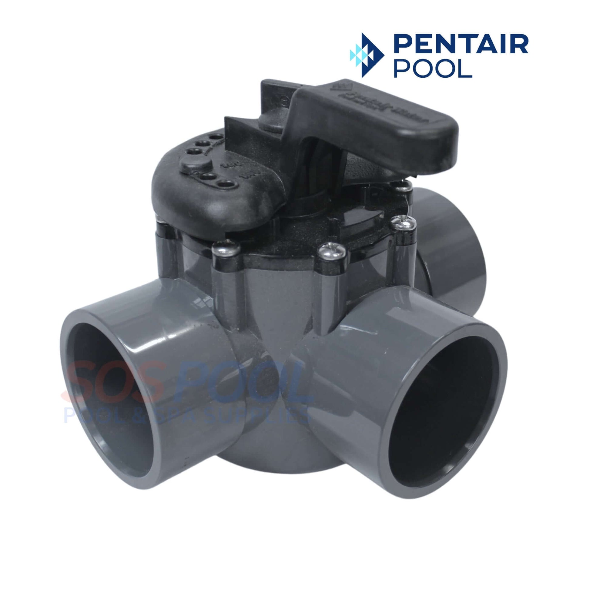 Pentair PVC Diverter Valve 2" 3 Way 263028 for pools and spas, durable and corrosion-resistant. Sold at SOS Pool.