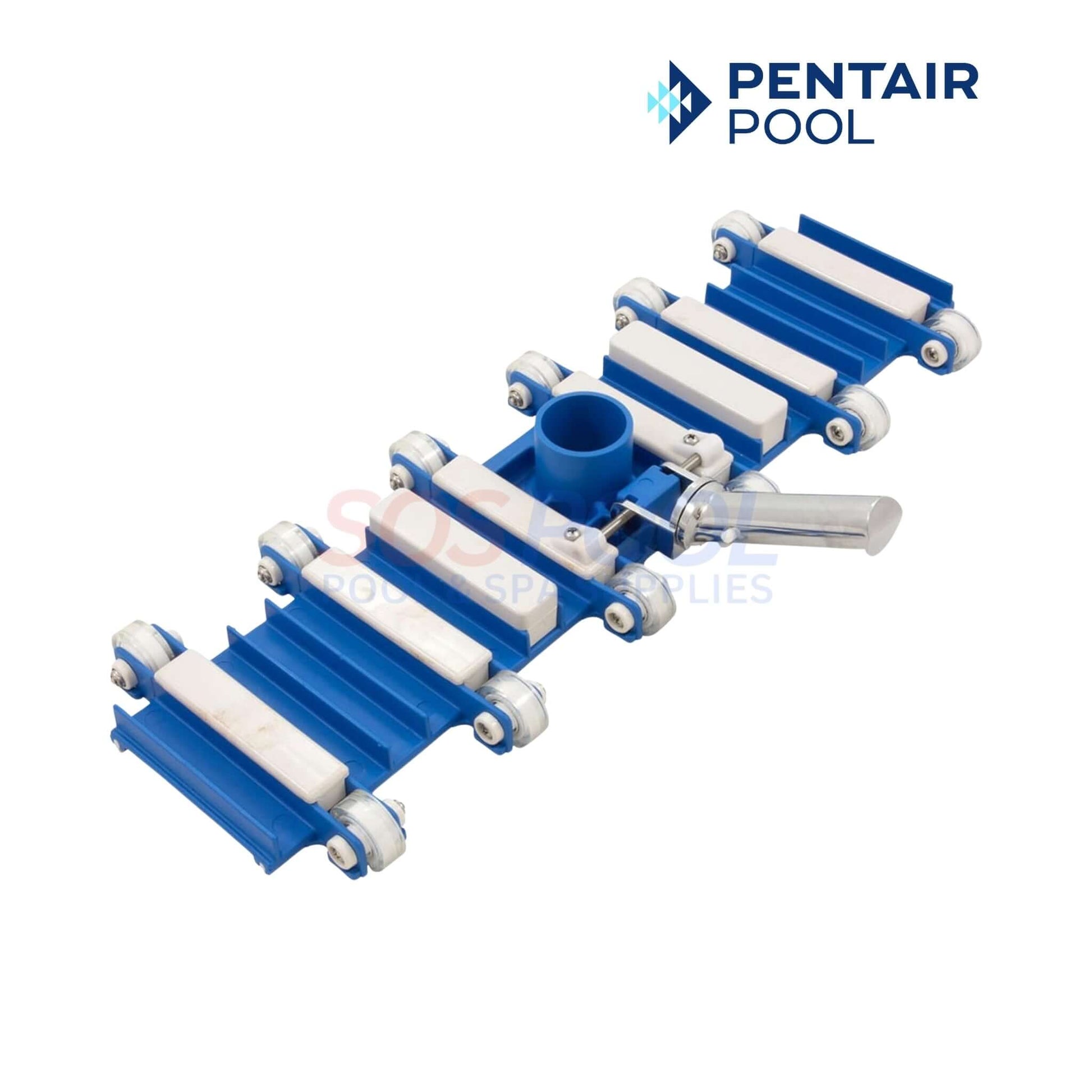 Pentair ProVac 22" Vacuum Head | R201286 in blue, showing flexible body and rollers for effective pool cleaning. SOS Pool supplies.
