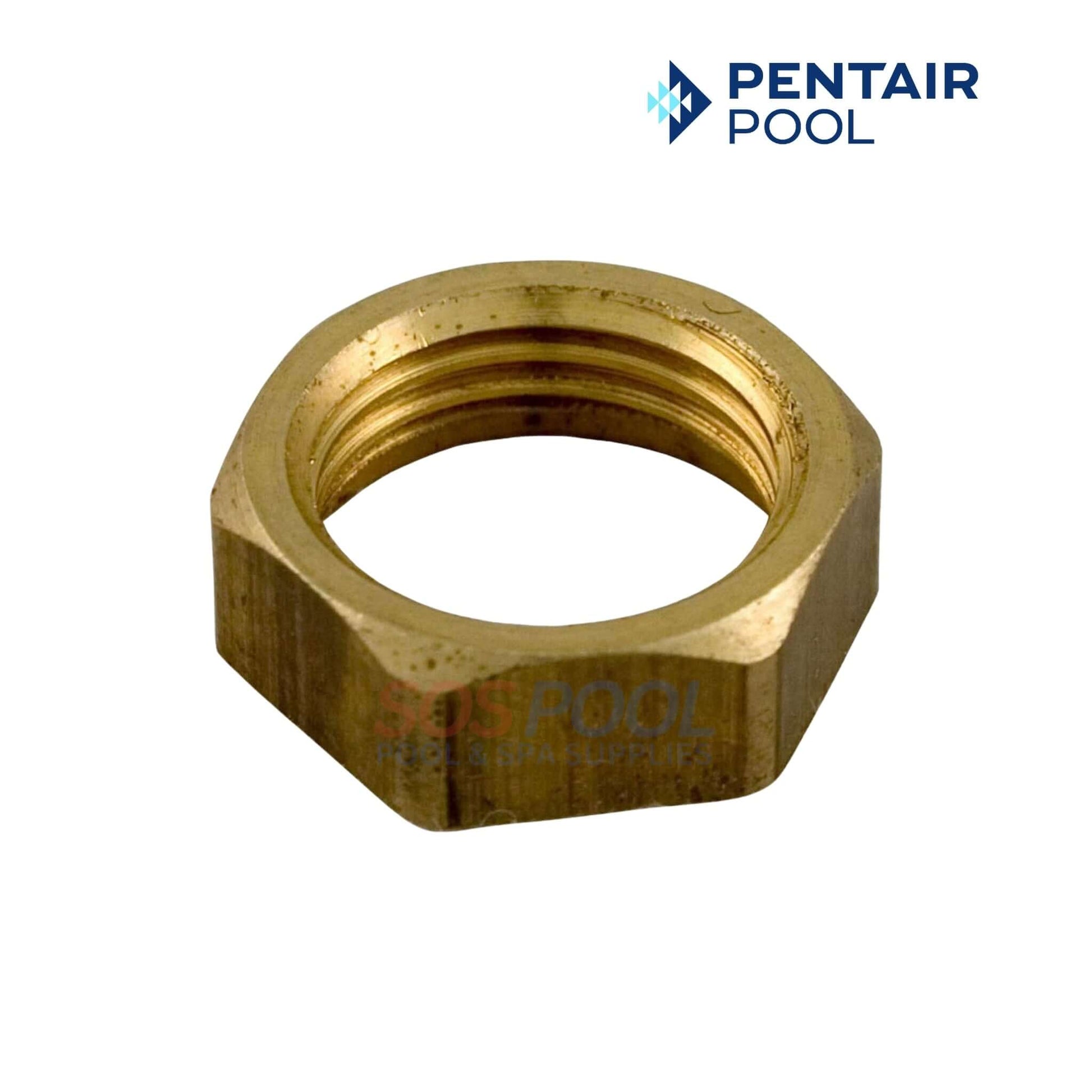 Pentair Purex CF Hex Nut | 071407, a brass hex nut for securing Pentair cartridge filters; part of pool supplies by SOS Pool.