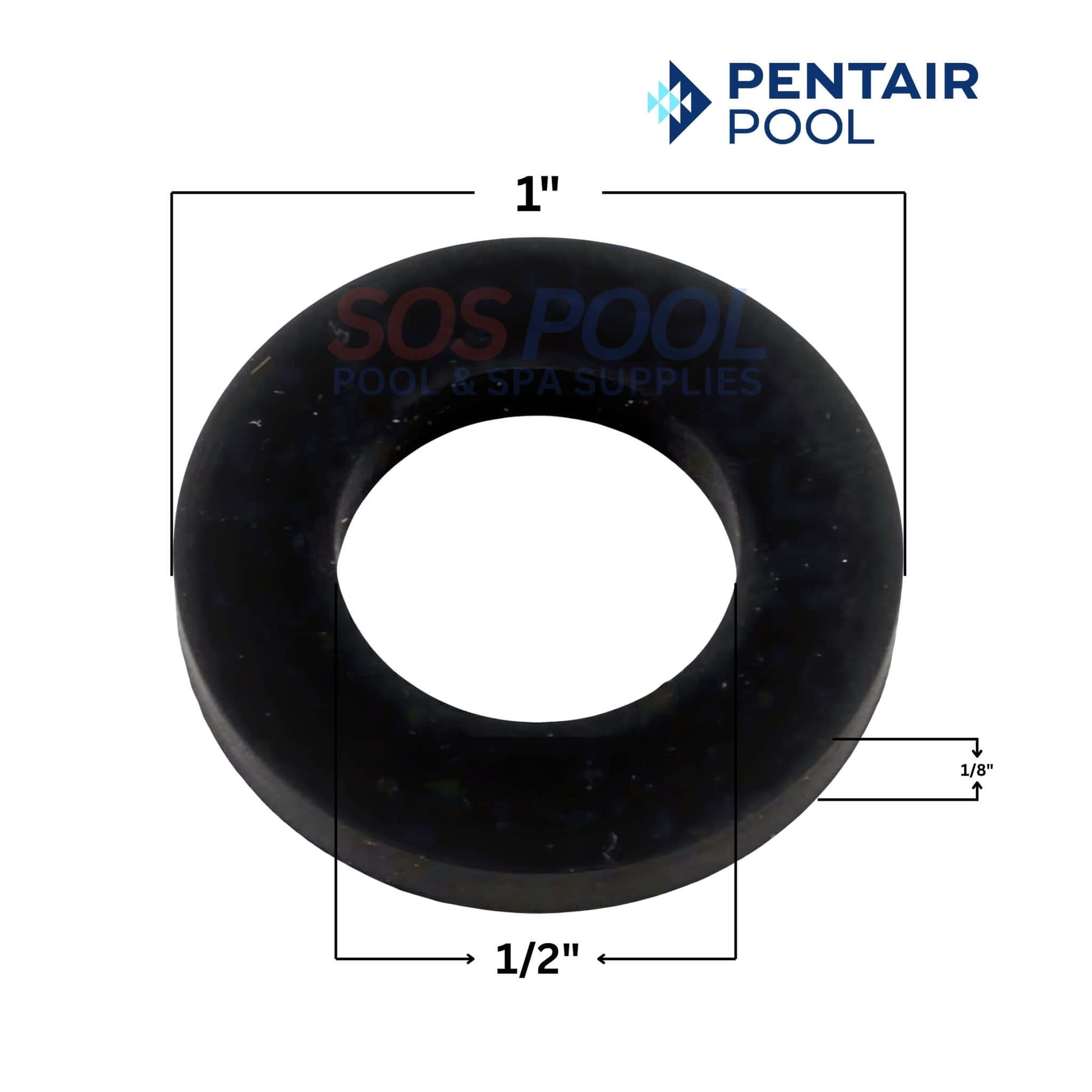 Pentair Rainbow 300-29X Saddle Gasket | R172263, black rubber, 1 inch diameter, used in Pentair chemical feeders for leak prevention.