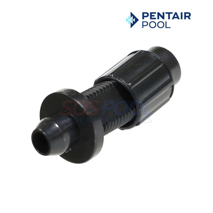 Pentair Rainbow Feeder Tube Fitting & Nut | R172032 in black, connects feeder tubing, used for swimming pool parts, SOS Pool.
