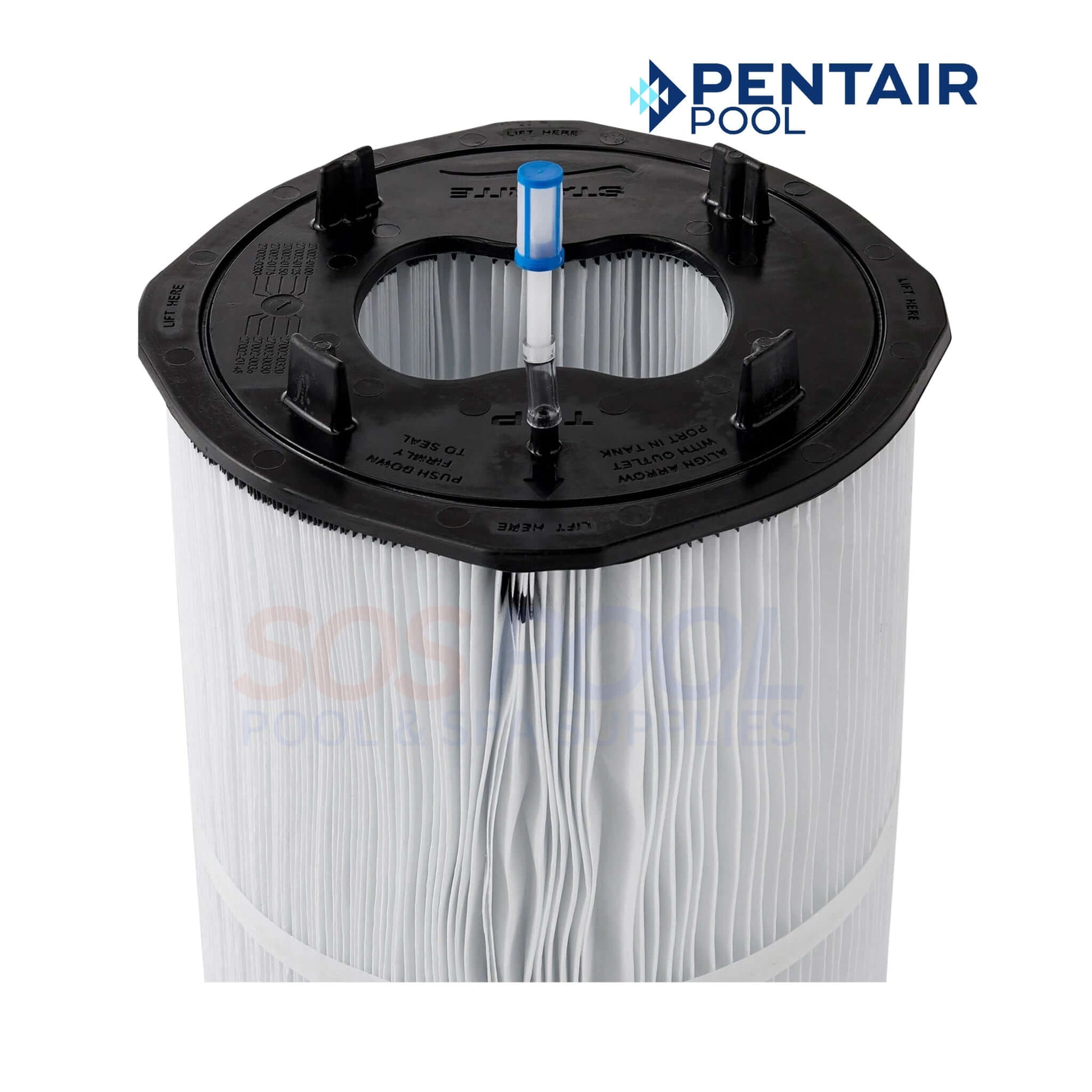 Pentair Sta-Rite PLM100 Filter Module Cartridge, SKU 27002-0100S, white pleated filter with black top for pool filtration, SOS Pool supplies.