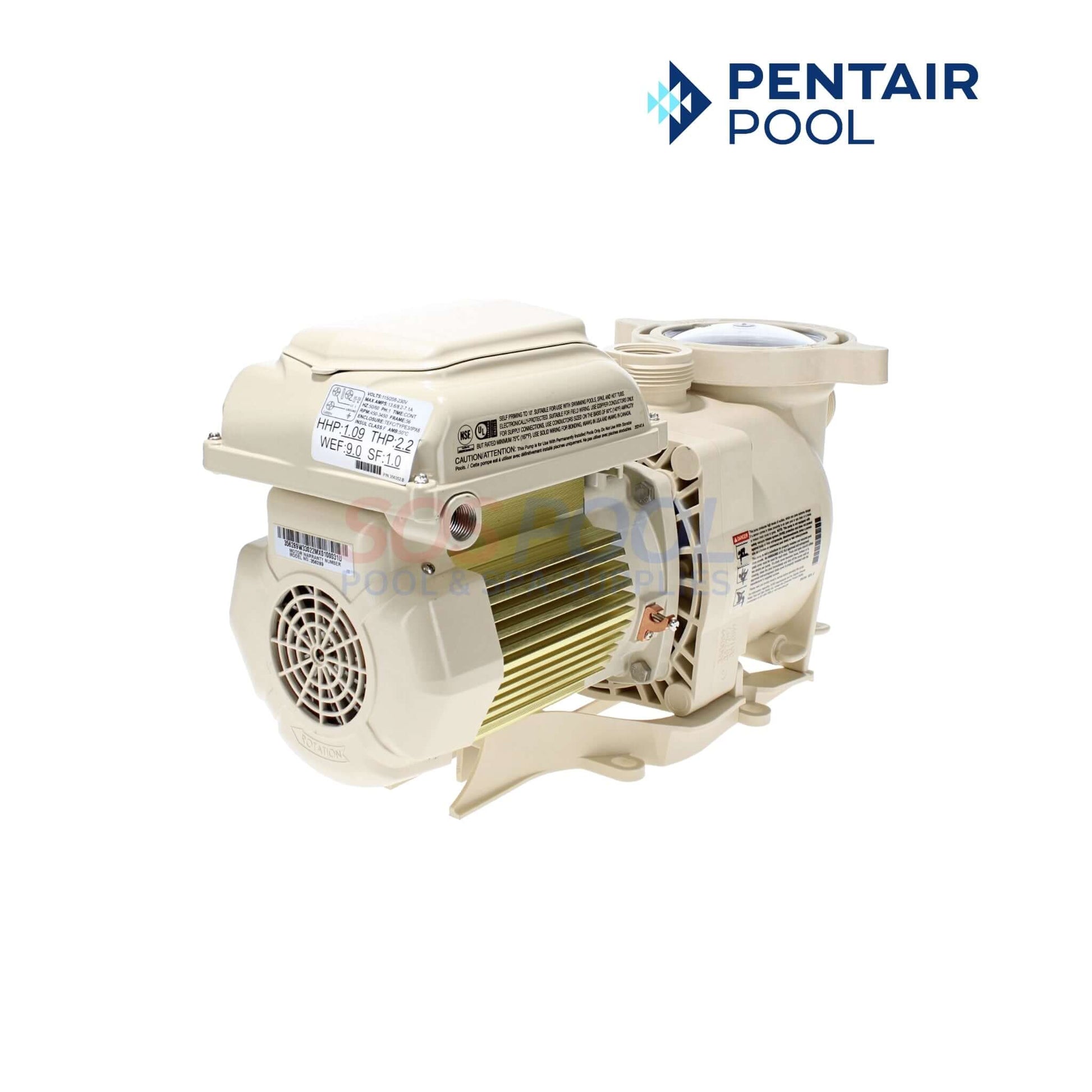 Pentair SuperFlo 1.5 HP Variable Speed Pump for swimming pools, featuring energy efficiency, SOS Pool technology.
