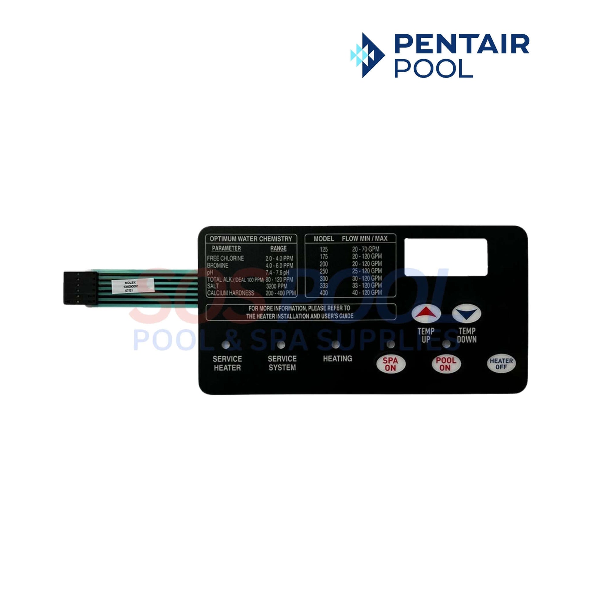 Pentair Switch Membrane Pad 472610Z for MasterTemp & Max-E-Therm Heater | SOS Pool Supplies