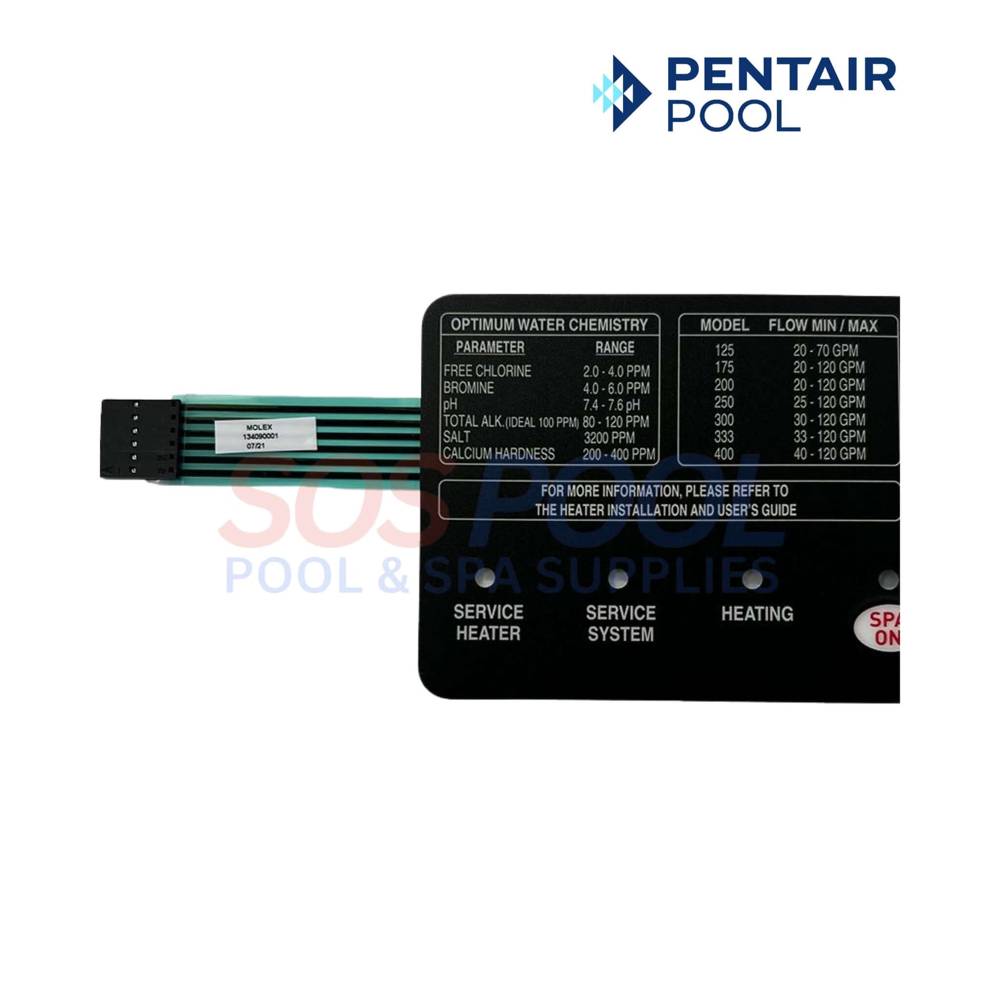 Pentair Switch Membrane Pad for MasterTemp & Max-E-Therm Heaters | SOS Pool Supplies | Model 472610Z