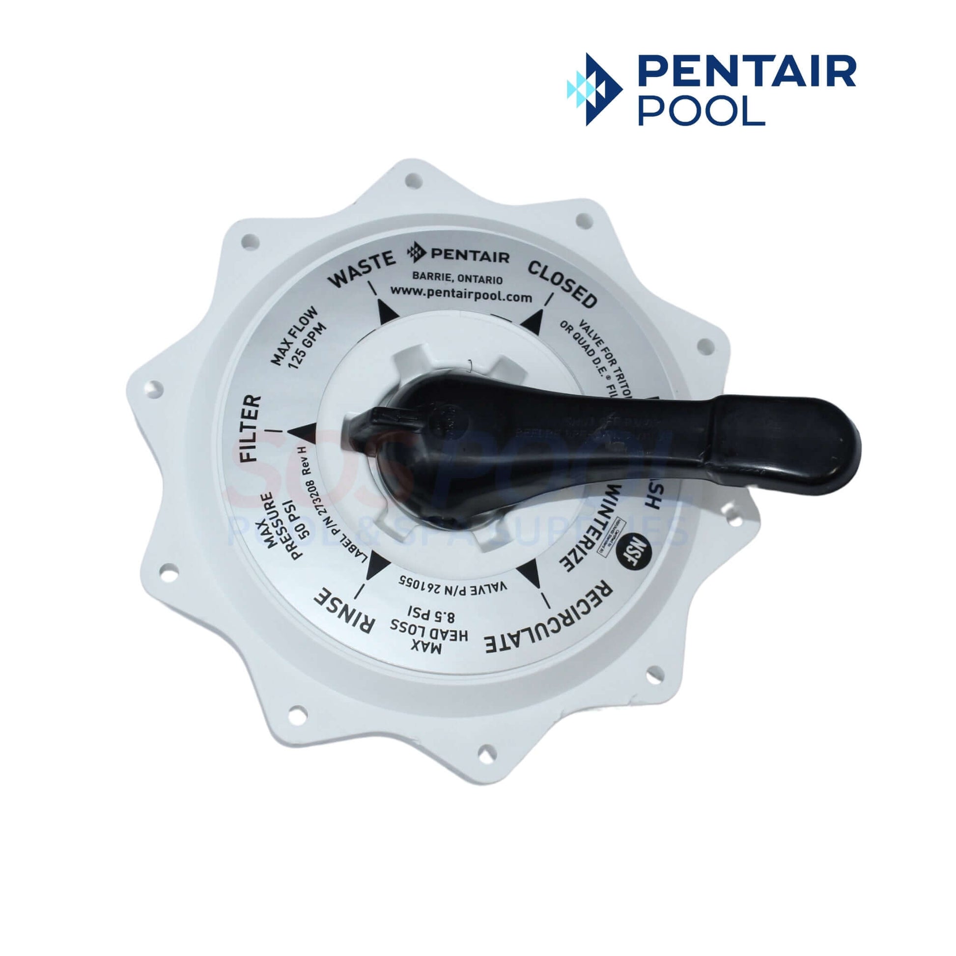 Pentair Top Valve Assembly for HiFlow Multiport Valves, 2-inch plumbing, part number 270067, by SOS Pool.