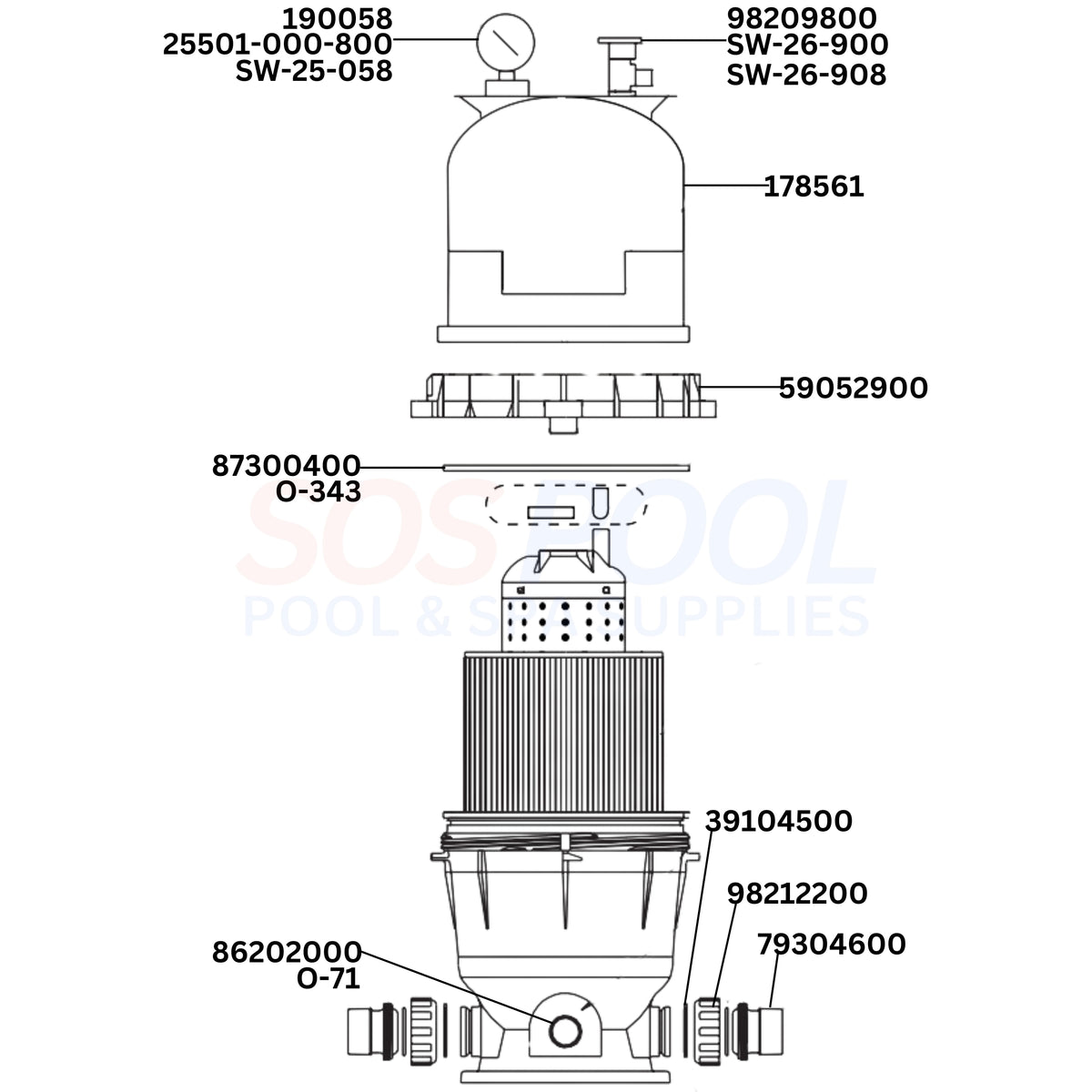 Pentair Clean & Clear 75 160315 Filter Diagram & Part List