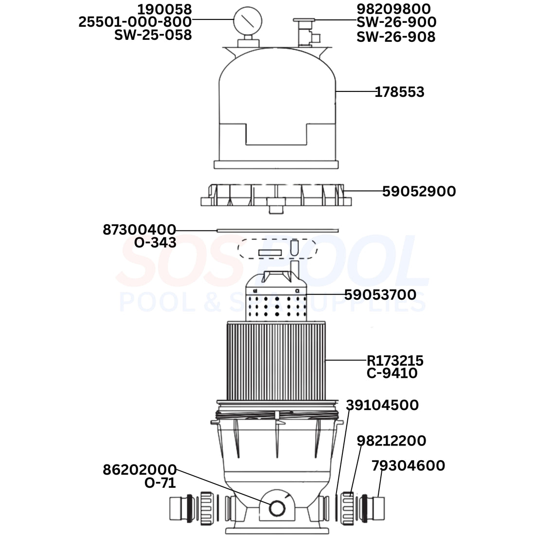 Pentair Clean & Clear 100 160316 Filter Diagram & Part List
