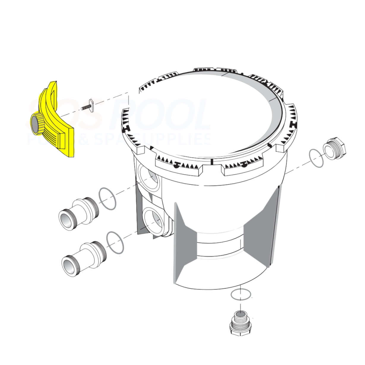 Pentair Filter Clamp Assembly 24850-0200 for System 3 filters, designed for Sta-Rite filters at SOS Pool.