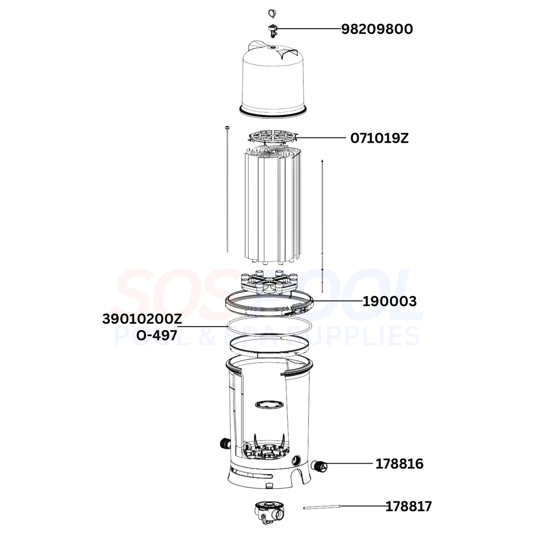 Pentair FullfloXF 4000 Series 72 188625 Filter Diagram & Part List