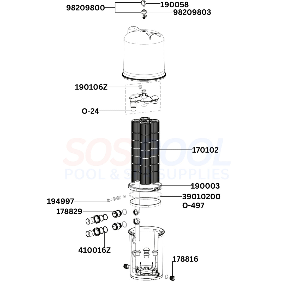 Pentair FullfloXF C-Series 620 160448 Filter Diagram & Part List