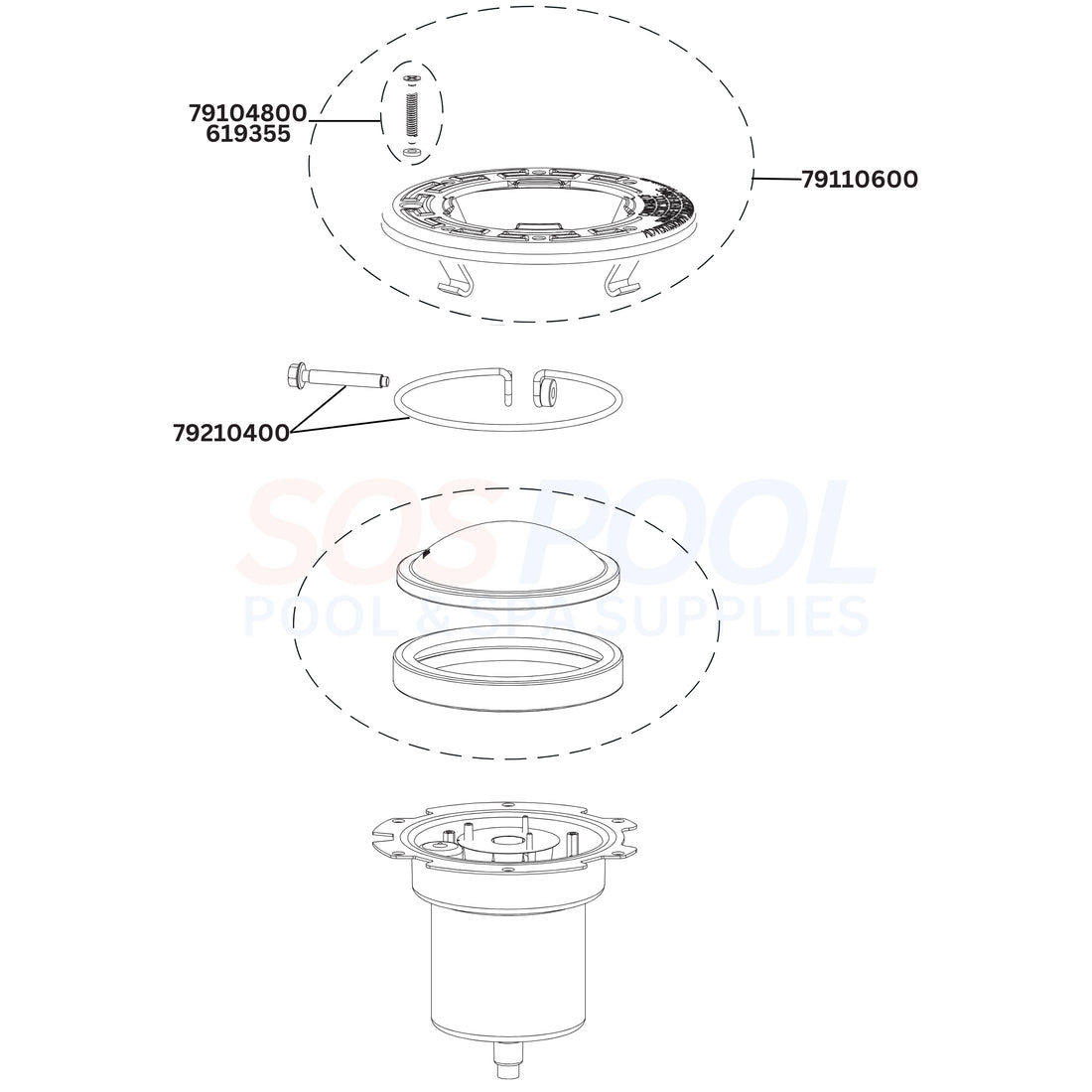 Pentair IntelliBrite Architectural Series Spa Light Diagram & Part List