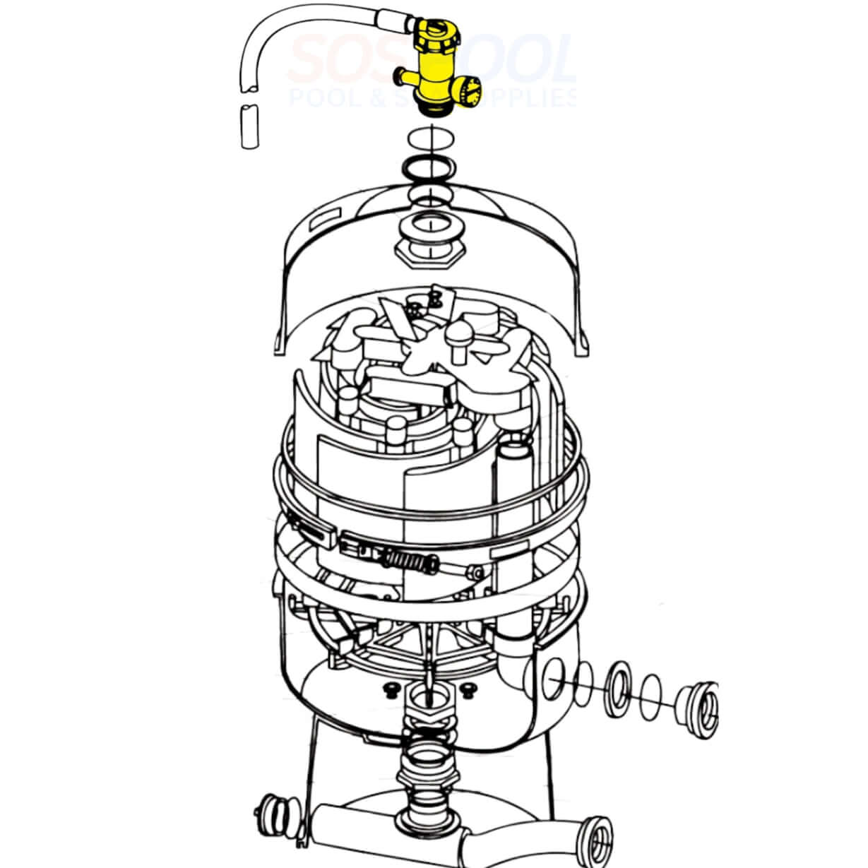 Pentair Manual Air Relief Assembly 273550 for FNS, Nautilus Plus, SM and SMBW 4000 Series. SOS Pool.