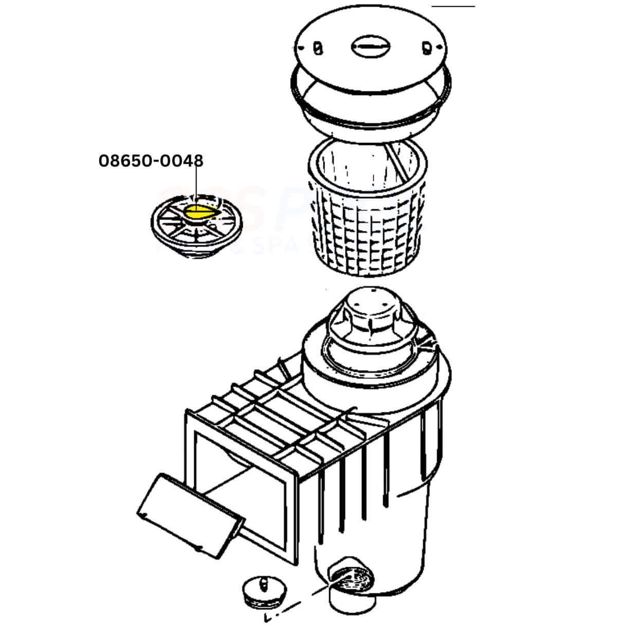 Pentair Trimmer Plate 08650-0048 for Sta-Rite U-3 skimmers, regulates water flow for optimal filtration. SOS Pool.